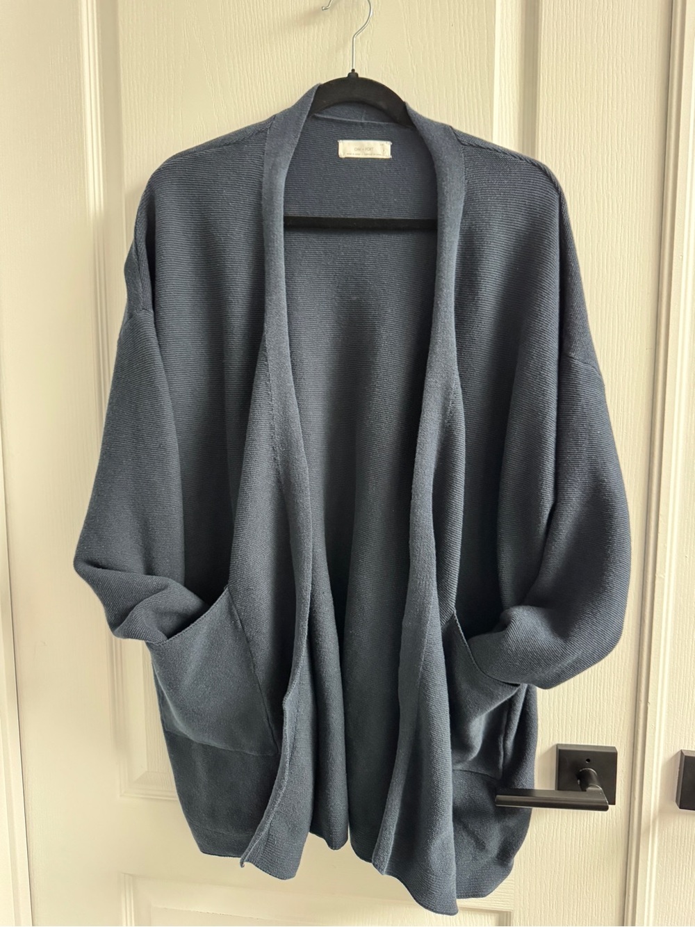 OAK + FORT Open-Front Cardigan - Slate Blue